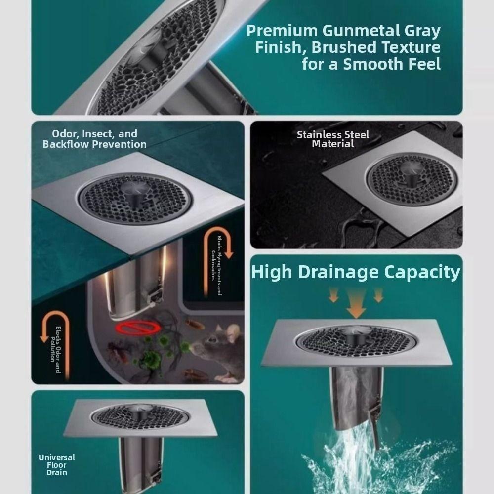 Removable Stainless Steel Floor Drain Fast Drainage Backflow Preventer Valve  Hair Strainer