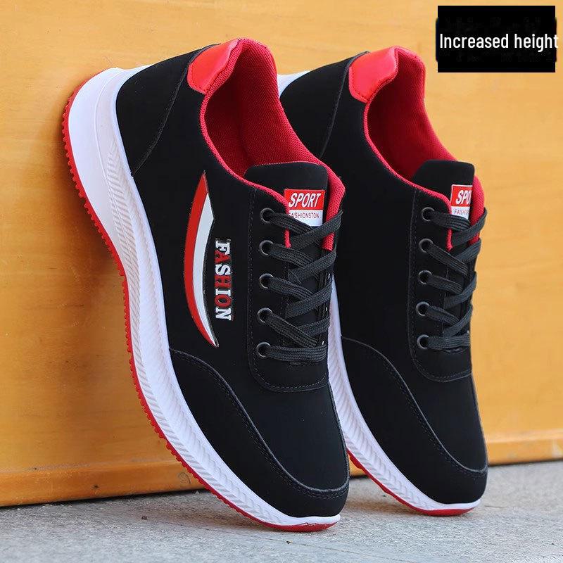 Chaussures de course imperméables en cuir pour homme – Noires, antidérapantes, décontractées, pour personnes d'âge moyen et âgées