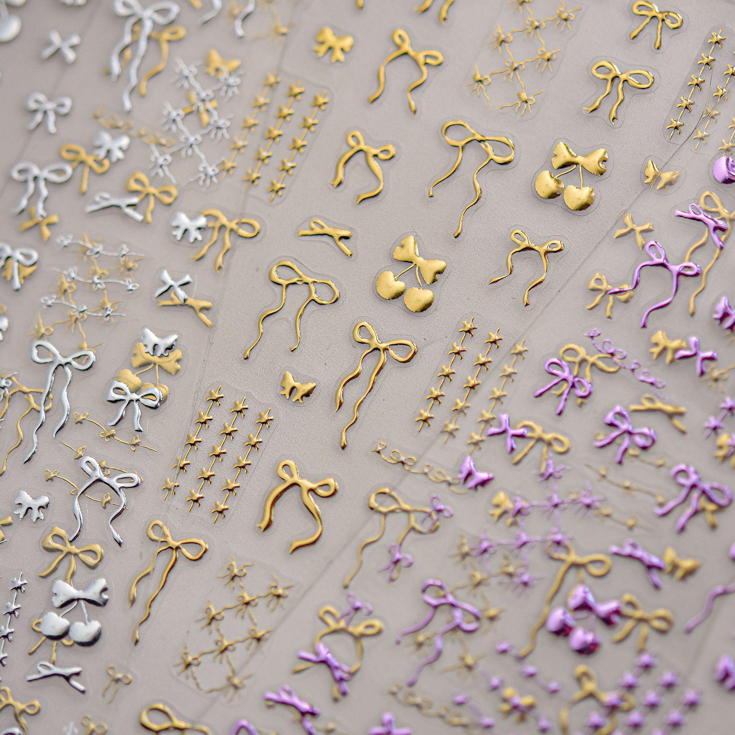 

Tomoni Retro Japanese Metal Nail Art Stickers – Popular Small Bow Designs Mix