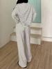 European and American Women's Striped Casual Suit: Long Sleeve Top & High Waist Pants Two-Piece Set (Spring/Autumn 2026)