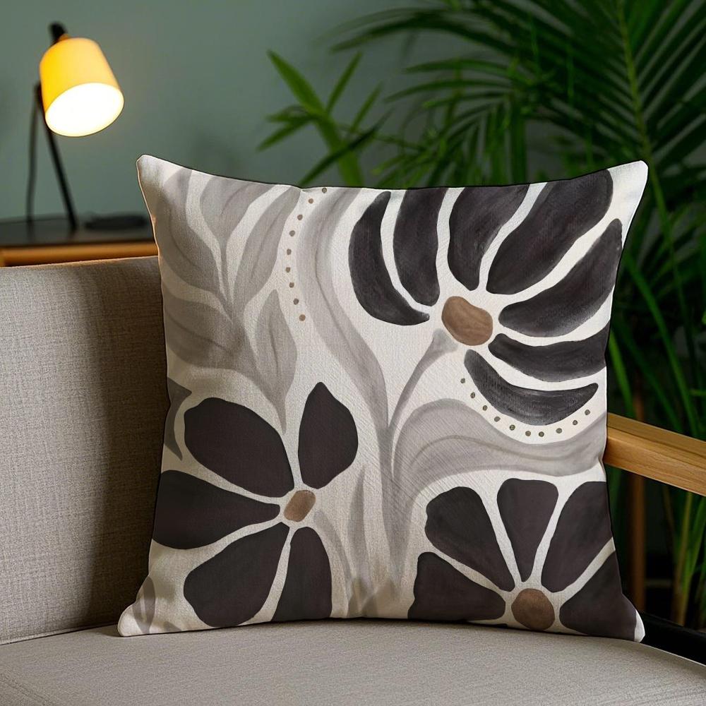 Classic Modern Flowers Cushion Cover Soft Short Plush Double-Sided Printing Home Decor Machine Washable Pillow Case Gift
