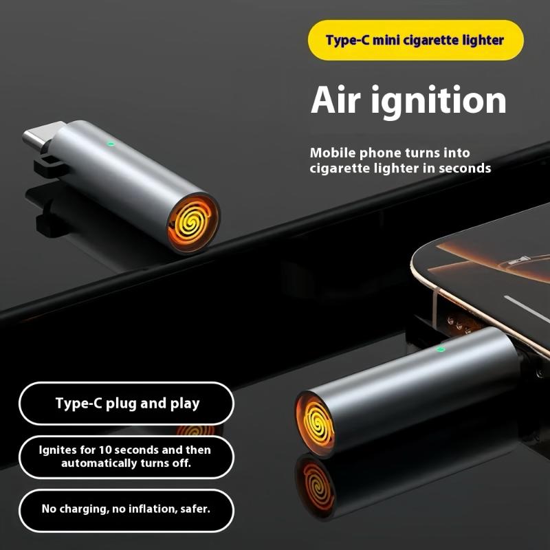1 Pcs Type-C Portable Low Consumption Mini Electronic Lighter Windproof And Energy Saving Outdoor Phone Lighter