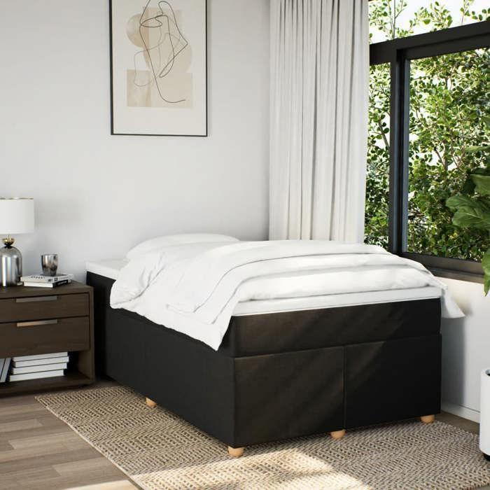 Exclusive House - Slatted Bed Base with Black Mattress 120x190 Cm Fabric