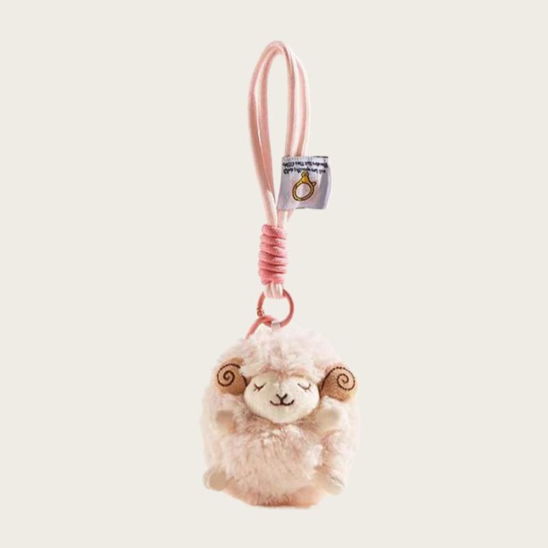 Plush Sheep Bag Charm Cartoon Animal Keychain For Kids And Teens