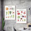 Food Vegetables Fruit Painting Mushrooms Chile Peppers Pasta Shapes Poster Print Wall Art Canvas Picture Kitchen Home Decoration