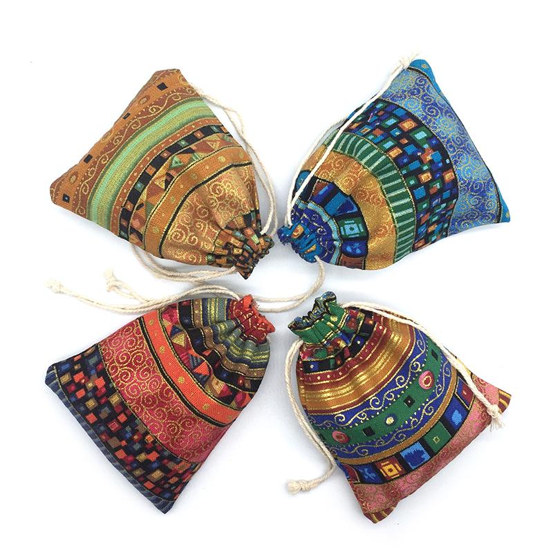 5Pcs Bohemian Cotton Jewelry Bag Ethnic Gift Stripe Tribal Tribe Drawstring Bags Xmas Jewelry Pouches Party Bag
