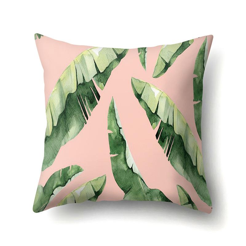 Polyester Pillowcase Nordic Plant Ins Style Flower Print Peach Leather Velvet Pillowcase