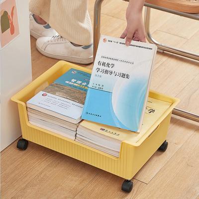 Desktop Storage Box Large Opening Bottom Scroll Wheel Rotary Wheels Large Capacity Book Sundries Storage Basket Household Supplies