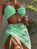 Clothing European And American Style Split Swimsuit Female Slim Solid Color Sexy Swimsuit Neck Three-Piece Bikini