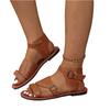 Sommerliche Damen Retro flache Freizeitsandalen mit Gürtelschnalle