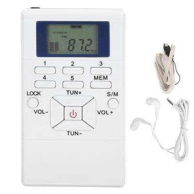 QQT102 Professional Radio Mini Portable FM Stereo Receiver with LCD Display EarphoneWhite