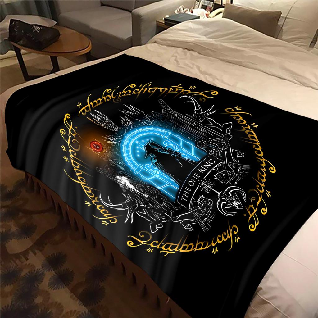 The Lord of the Rings Flannel Blanket Print, Warm Soft for Sofa Bed Chair, Perfect for Travel Picnic -HYQ27