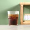 High-value Cold Drink Juice Coffee Cup with Lid and Straw, Vertical Striped Glass, Large Capacity Water Cup