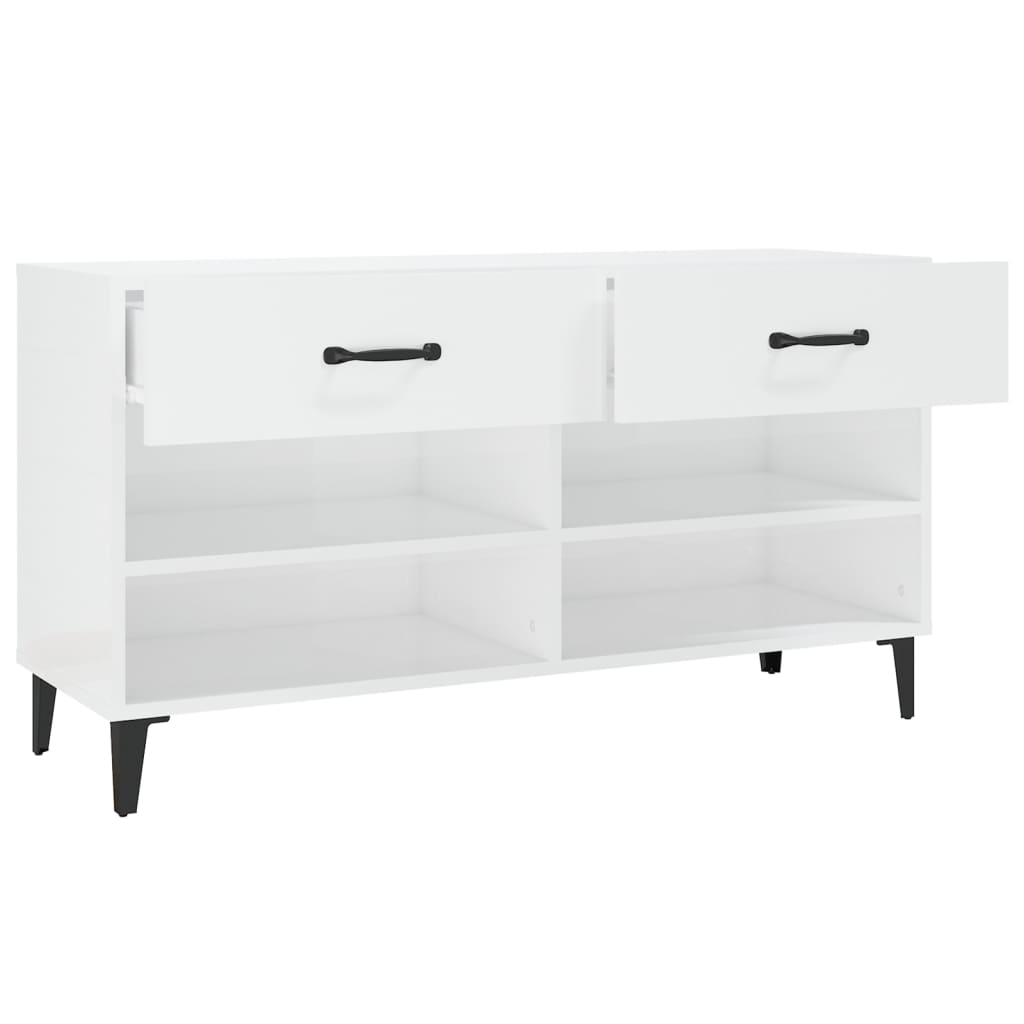 Vidaxl Szafka Na Buty, Wysoki Połysk, Biała, 102X35X55 Cm
