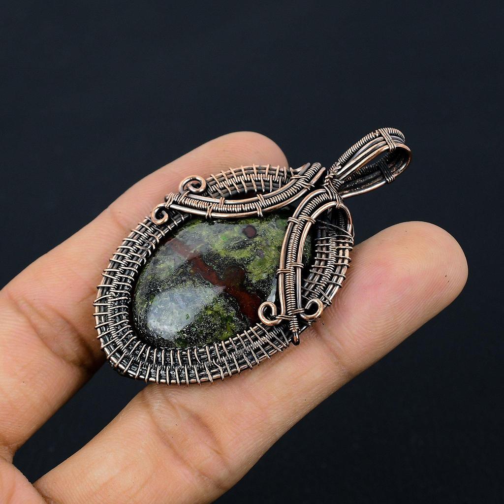 Dragon Blood Jasper 999 Copper Wire Wrapped Pendant, Handmade Gemstone Pendant Jewelry, Gifts For Wife Brand New Pendant