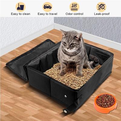 Foldable Cat Litter Box - Portable Travel Litter Tray with Carry Handle, Washable Cat Toilet for Indoor & Outdoor Use