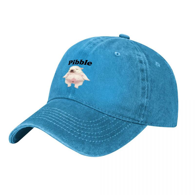 Pibble Brand Water Washed Cotton Baseball Cap With Adorable Bunny Design Soft Canvas Adjustable Hat For Casual Wear
