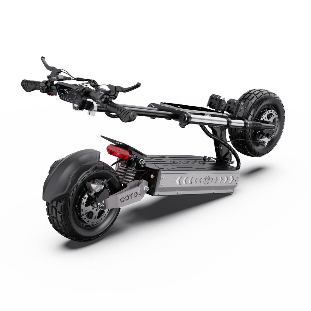 OOTD T90 noir gris double moteur puissance 60V31.2AH batterie pneu tout-terrain 13 pouces frein hydraulique avec bande lumineuse acrylique trottinette électrique ville tout-terrain