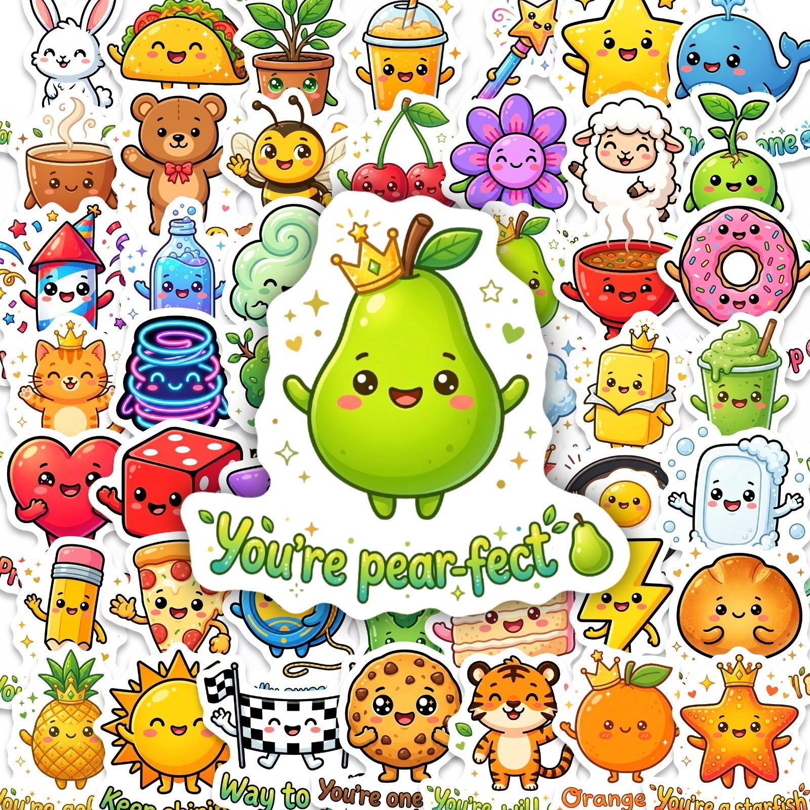 

50 Cute Q Version Cute Fun Praise Incentive Stickers Children And Students Reward Cartoon Stickers Decorative Stickers
