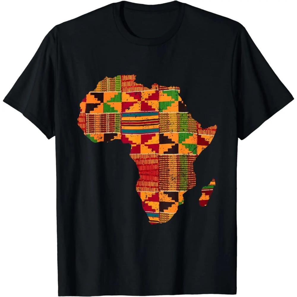 Cool Africa Map Kente Cloth Gift For Men Women African Lover T-Shirt