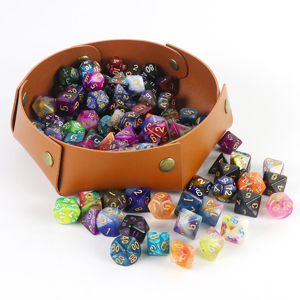 Dice Mat Tray Rolling Mat PU Leather Folding Dice Bag Dice Holder Dice Table Game Accessories