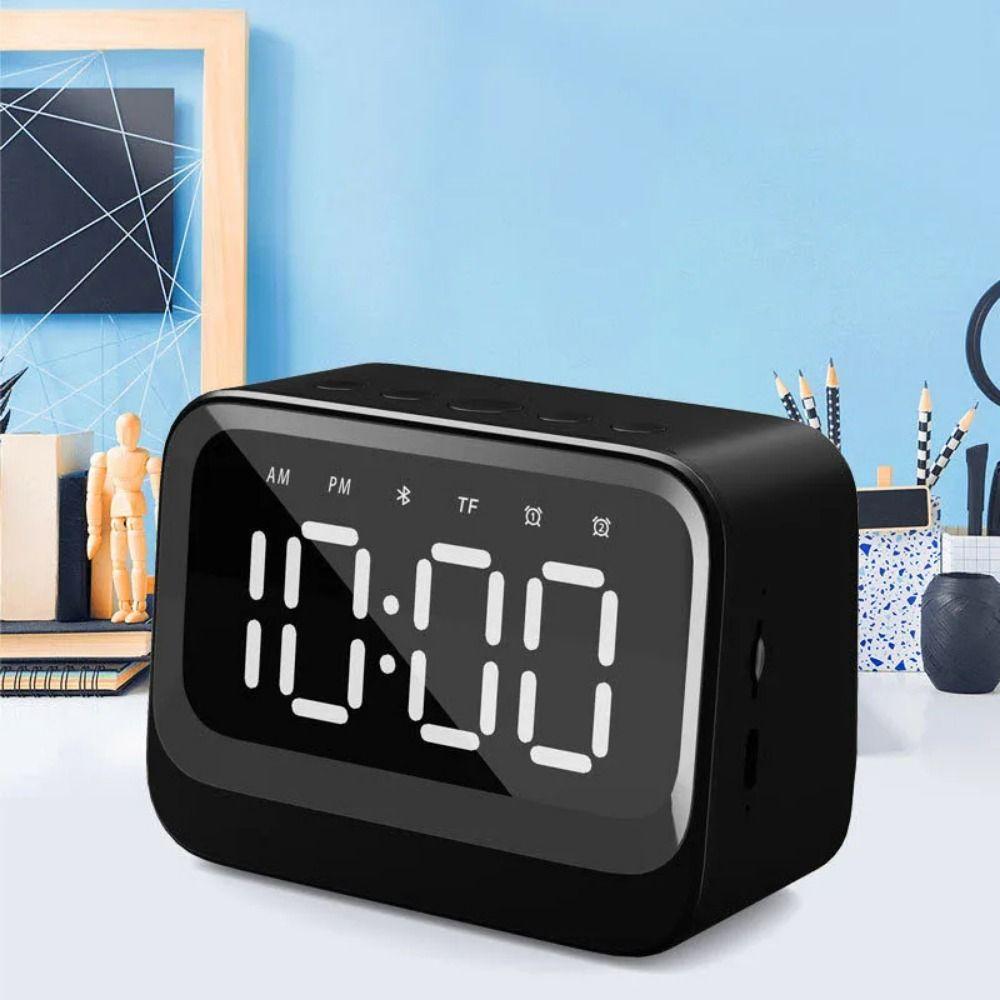 Mini Bluetooth Speaker Digital Display LED Mirror Clock Creative Alarm Clock  Home
