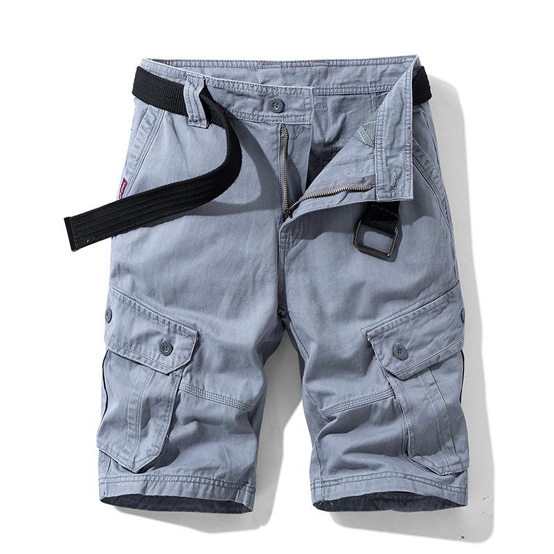 Men Summer Brand Solid Casual Classic Cargo Shorts Men Fashion Cotton Multi-pocket Shorts Men Outwear Breathable Shorts No Belt
