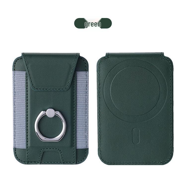 Magnetic Card Holder with Finger Ring & Elastic Band for iPhone 12/13/14/15 Magsafe