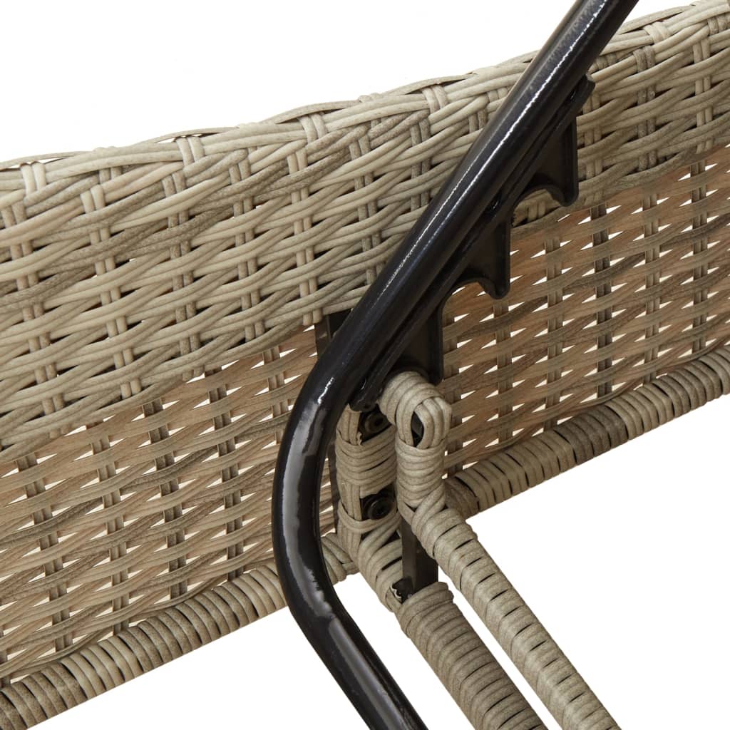 Sun Lounger with Cushion Light Grey 60 X 205 X 73 Cm Poly Rattan