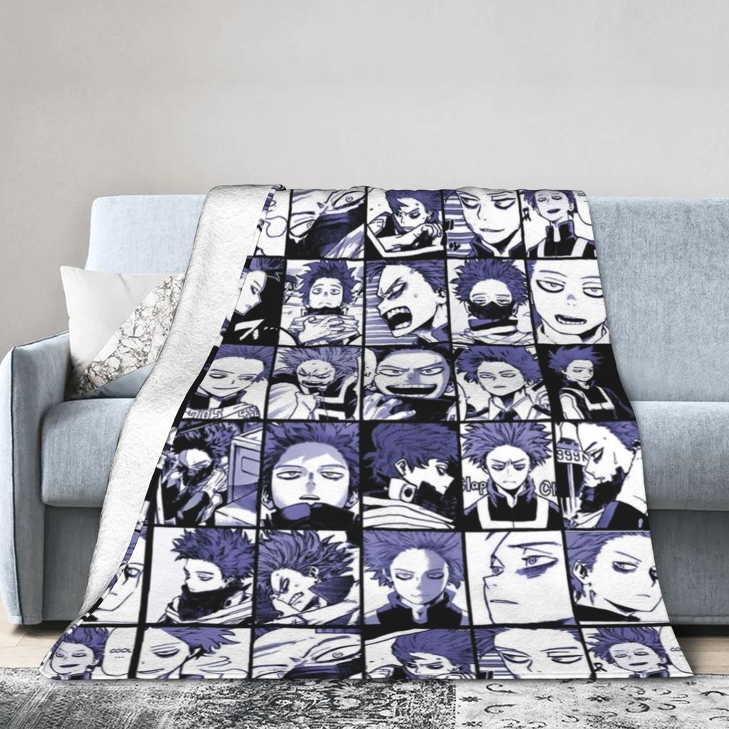 Uraraka Ochako Collage Knitted Blankets Academy Anime Manga Throw Blankets Summer Air Conditioning Ultra-Soft Warm Bedspreads