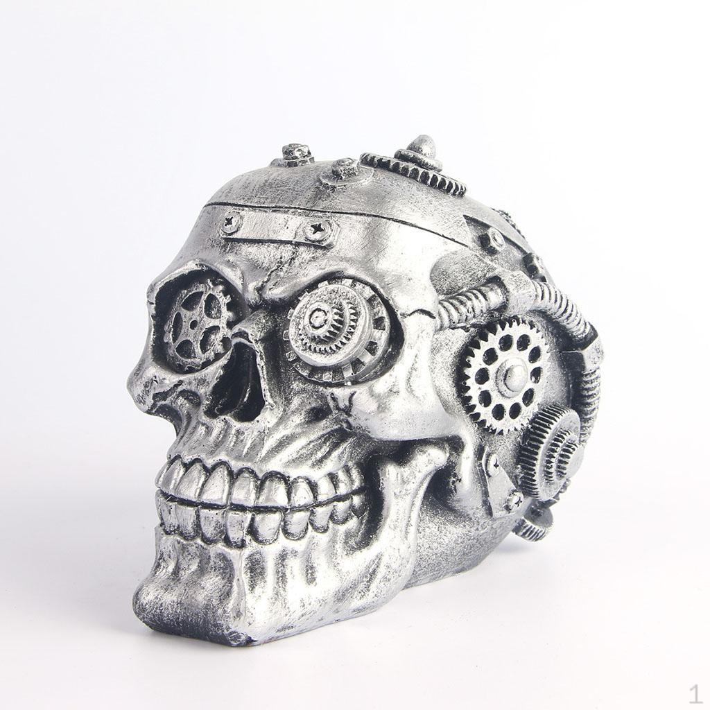 

Resin Skull Statue Mechanical Death Skeleton Head Living Room] Tabletop Collectible Figurines