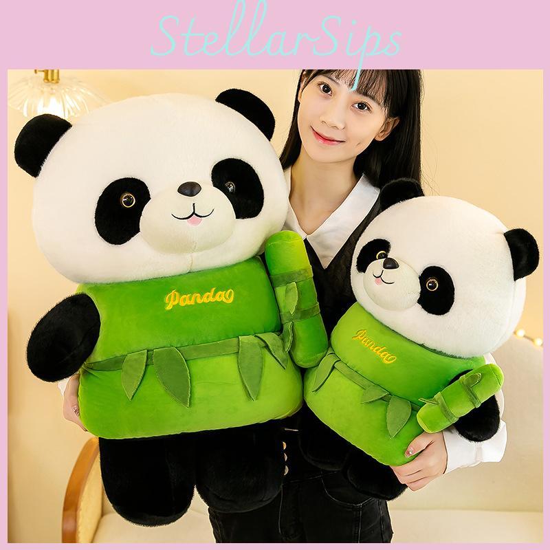 Adorable Bamboo Tube Panda Plush Toy Soft And Cuddly Giant Panda Doll Gift