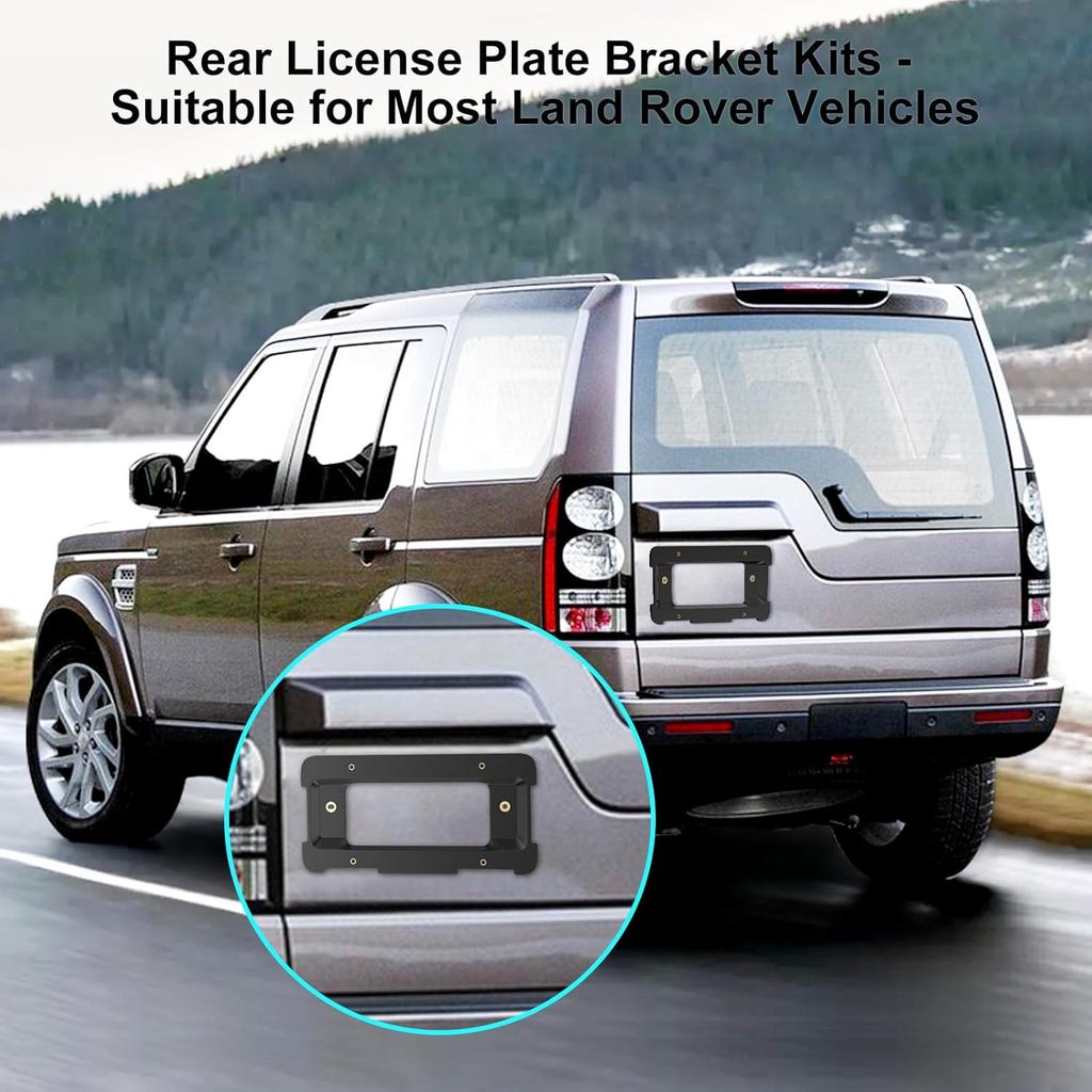 Rear License Plate Bracket Holder For 2005- Land Rover LR4 LR3 LR2, 2010- Range Rover Evoque Velar Discovery Series License Plate Bumper Car Tag