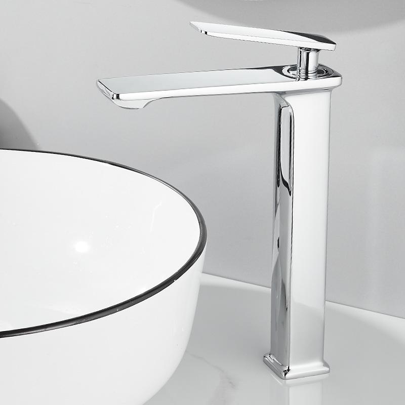 White Brass Basin Faucet Bathroom Sink Faucets Hot Cold Water Mixer Crane Deck Mounted Single Handle Hole Bath Kitchen Taps