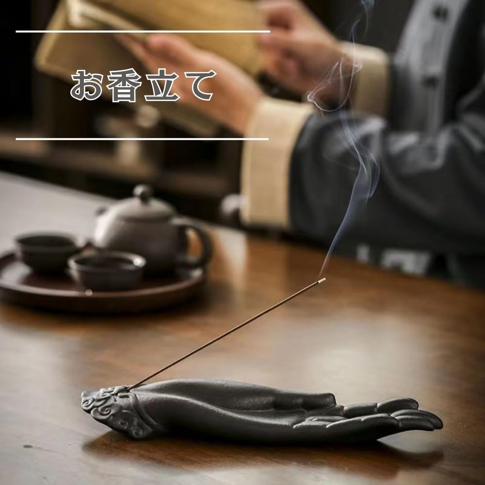 JP Number Incense Holder Stylish Incense Stick Holder Incense Plate Buddha Statue Hand Inso Feng Shui Good Luck Attraction Purification Interior