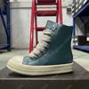 R-o Design Stiefel Cyan Leder High Top Schuhe Geobasket Herrenschuh Reißverschluss Jumbo Schnürsenkel Cyan Rindsleder Damen Freizeitsneaker Stiefelette