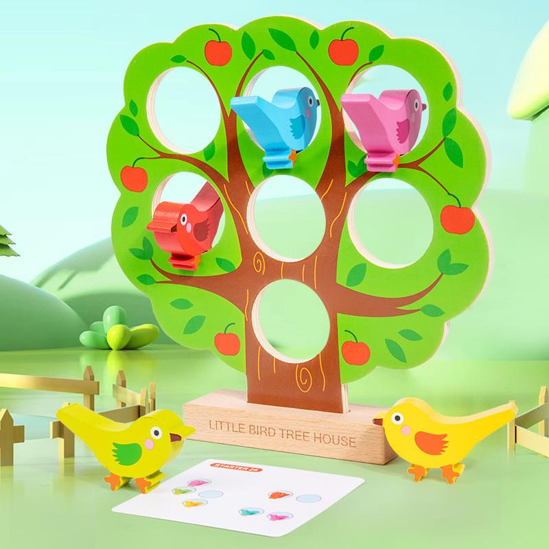 Wooden Birdhouse Puzzle Toy For Kids Educational Brain Teaser And Color Recognition