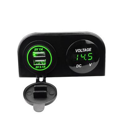 2 v 1 základna stanu vodotěsná 12V 24V digitální LED voltmetr do auta dvojitý USB port zásuvka 2.1A/1A nabíječka pro auto loď obytný vůz nákladní automobil