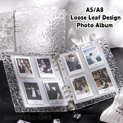Eenvoudige A5/A8 Fotokaarthouder Losbladig Ontwerp Waterrimpeling Idol Kaart Collectie Binder Transparant Opbergboekje