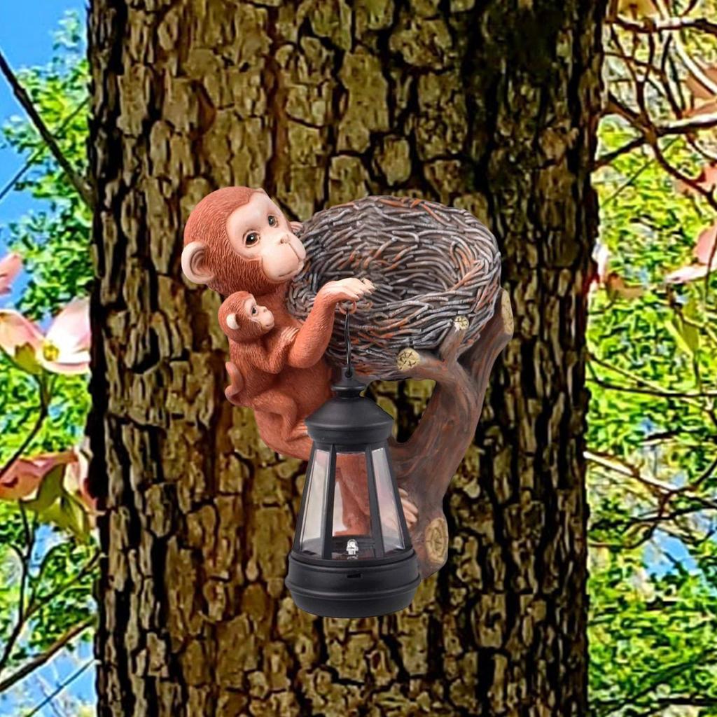 Lumină Solară Statuie Maimuță Ornament Rășină Ornament Creativ Cadou de Casă Nouă Figurină Grădină