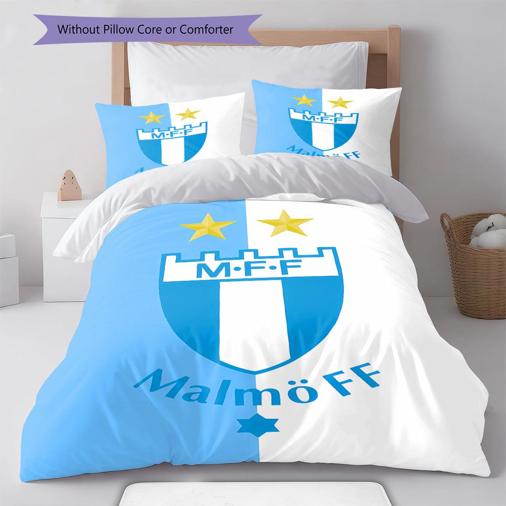 Malmö FF Muster Bettwäsche, Steppbett Set Bettbezug Kissenbezug Zuhause Geburtstagsgeschenk (1 Bettbezug + 2 Kissenbezüge, ohne Füllung)