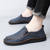 Men Brown Slip on Moccasins Hiking Shoes Black Flats Driving Shoes Blue Handmade Casual Wide Head Shoes Plus Size