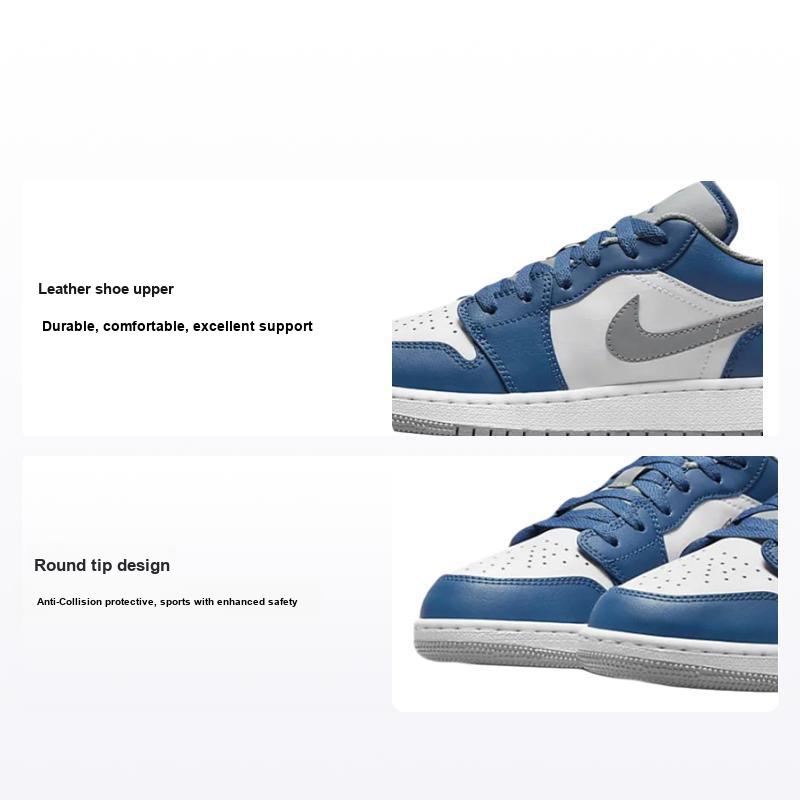 Air Jordan 1 Low GS True Blue Cement Kids Sneakers Cement-Grey White 553560-412