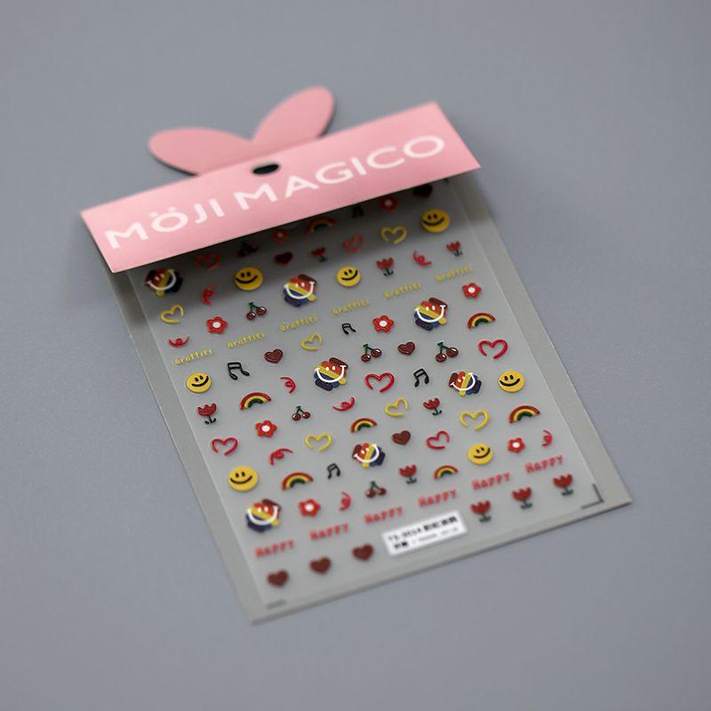 

Qiji Rainbow Graffiti Smiley Face Three-Dimensional Relief Nail Sticker Waterproof Nail Sticker Decorative Jewelry 3014 3015 TS-3014 rainbow graffiti (three-dimensional)