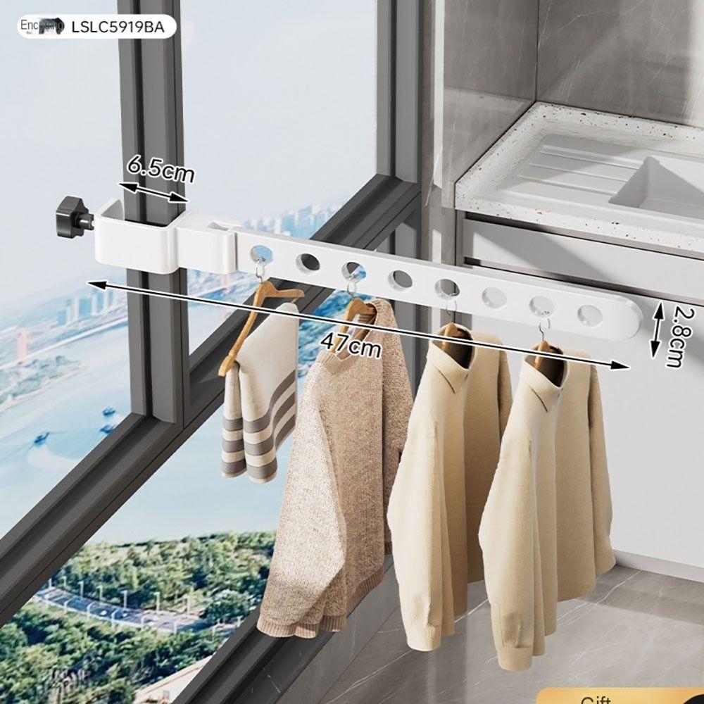 

Aluminium Clothes Hangers Foldable Window Clothes Hanger Durable Drying Rack Clothes Organization white-ordinary