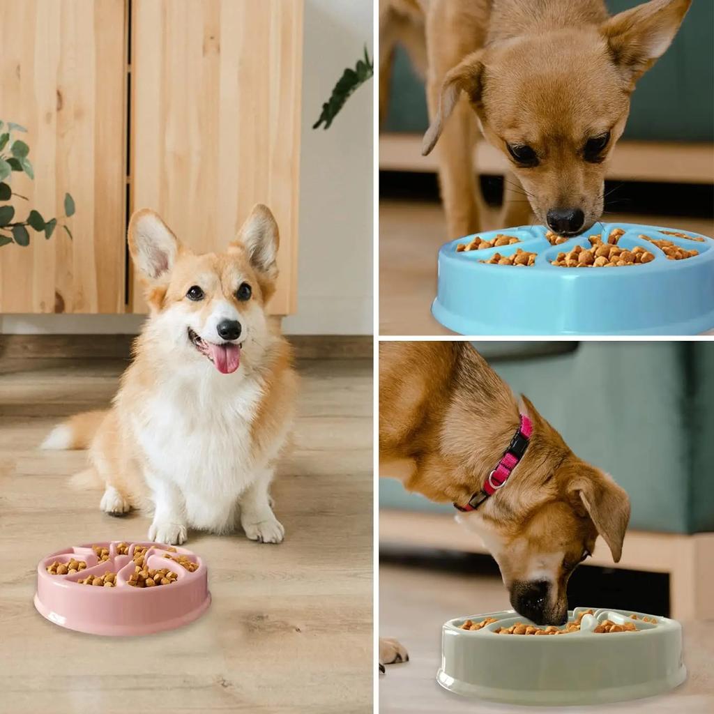 Pet Slow Feeder Dog Bowl Fun Non Slip Anti-Gulping Slower Food Feeding Dishes Eco Dog Bowl for Small Medium Large Dogs Puppy