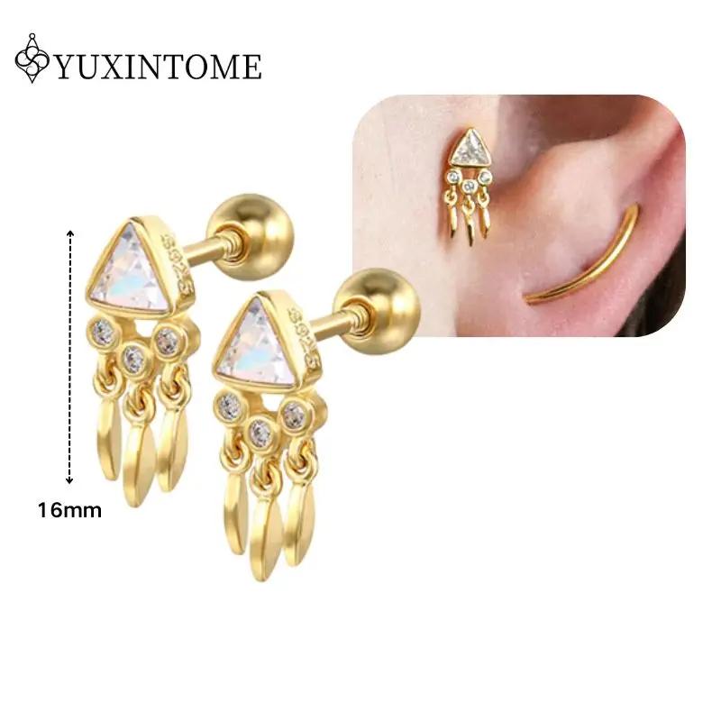 Dames 925 Zilveren Oorstekers Kristal Zirconia Waterdruppels Stud Hoops Goud Huggie Oorbellen Premium Luxe Feest Sieraden