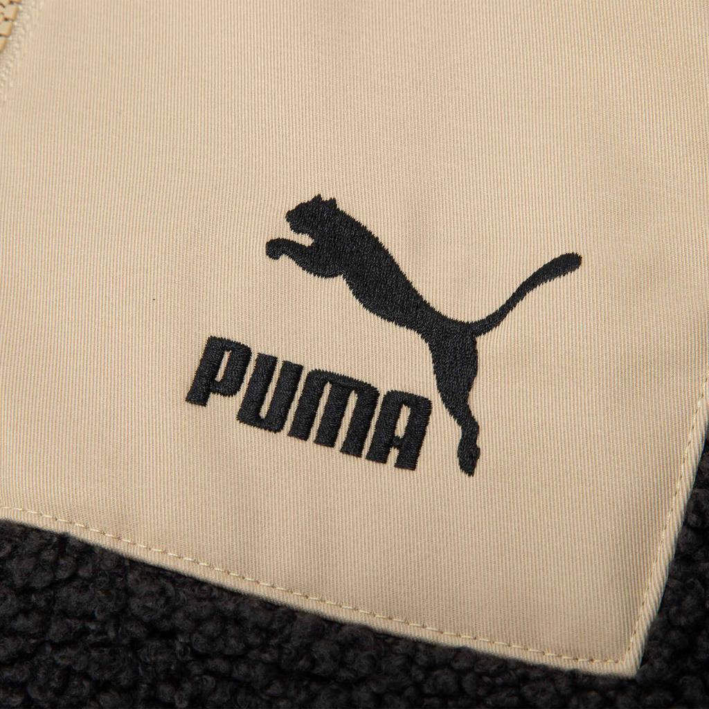 Puma Logo Vyšívaná Outdoorová Ležérna Športová Bunda na Zips Stojatý Golier Spájaná Fleecová Bunda Unisex Bunda Čierna 625525-01