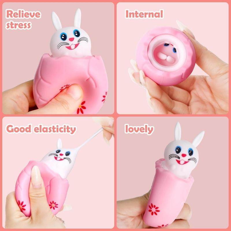 Squishy Bunny Stress Relief Cute Rabbit Squeeze Toys For Fidget Autistic Anxiety Adhd Birthday Easter Eggs Party Favors