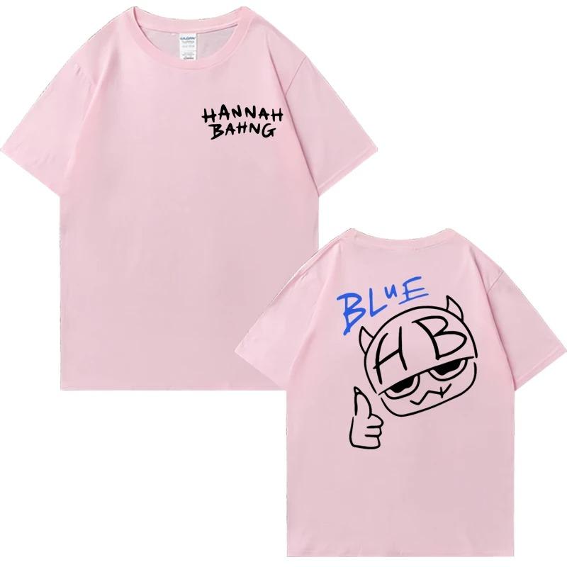 2026 New In Hannah Bahng Blue Double Sided Graphics T Shirt Men Women Harajuku Vintage Tops Unisex Cotton Short Sleeve T-shirts